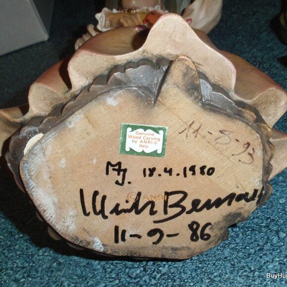 10" ANRI WOOD CARVED PAIR SET OLD GROEDNER MAN AND WOMAN SIGNED WITH BOXES RARE! - Picture 11 of 11